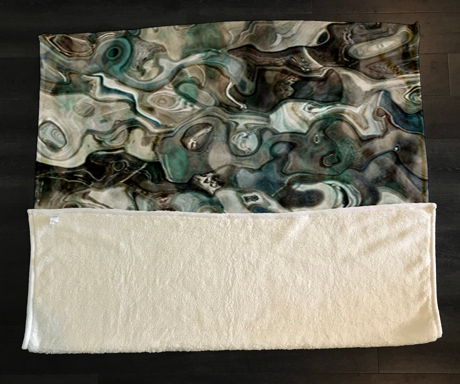 Gray Organic Stone Texture Pattern Fleece Sherpa Blanket
