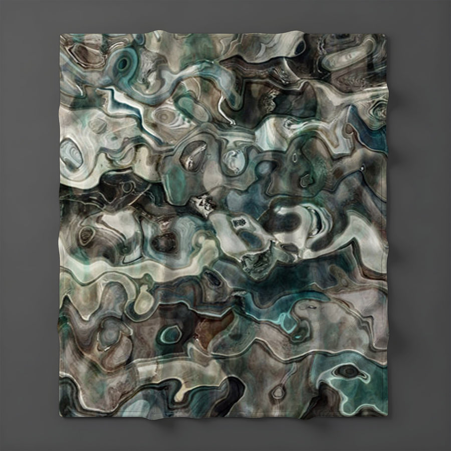 Gray Organic Stone Texture Pattern Fleece Sherpa Blanket