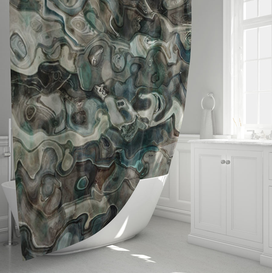 Gray Organic Stone Texture Pattern Shower Curtain