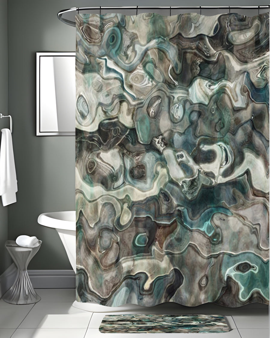 Gray Organic Stone Texture Pattern Shower Curtain