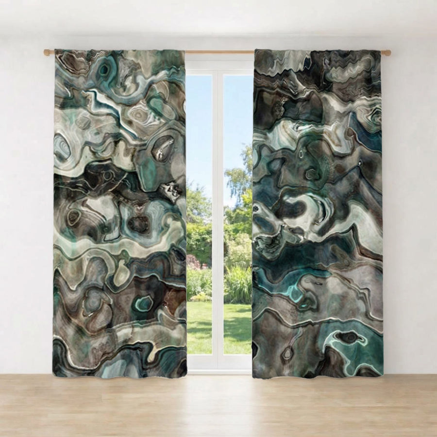 Gray Organic Stone Texture Pattern Window Curtain