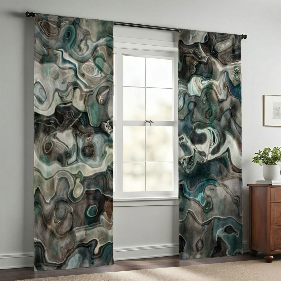 Gray Organic Stone Texture Pattern Window Curtain