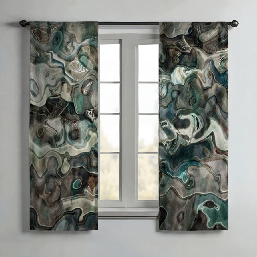 Gray Organic Stone Texture Pattern Window Curtain