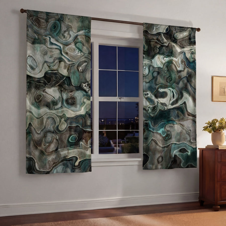 Gray Organic Stone Texture Pattern Window Curtain