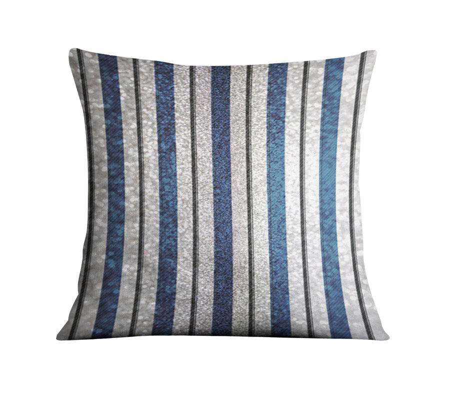 Blue and Gray Vertical Stripe Pattern Throw Pillow Cover