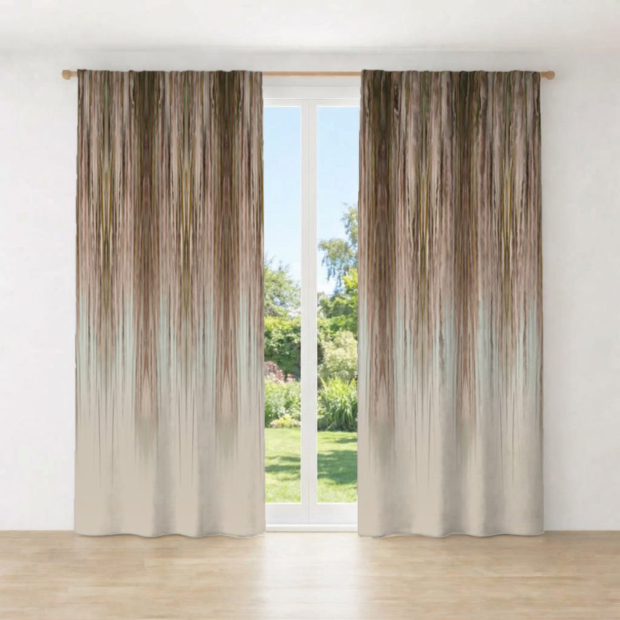 Brown Gradient Drip Abstract Pattern Window Curtain