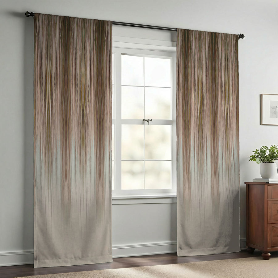 Brown Gradient Drip Abstract Pattern Window Curtain