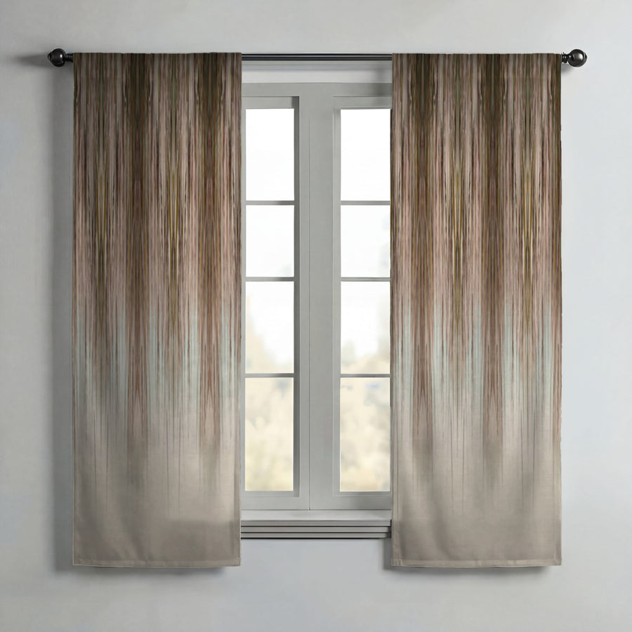 Brown Gradient Drip Abstract Pattern Window Curtain