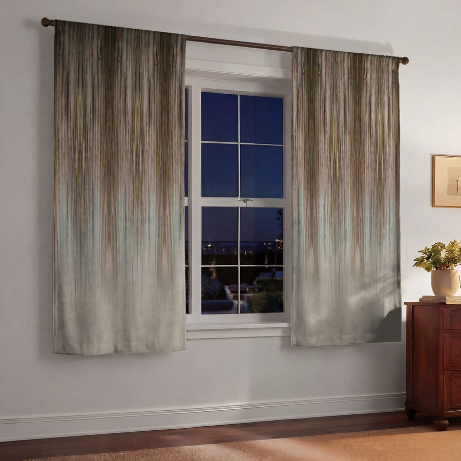 Brown Gradient Drip Abstract Pattern Window Curtain