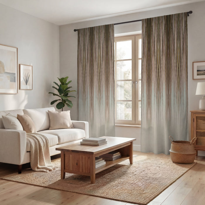 Brown Gradient Drip Abstract Pattern Window Curtain