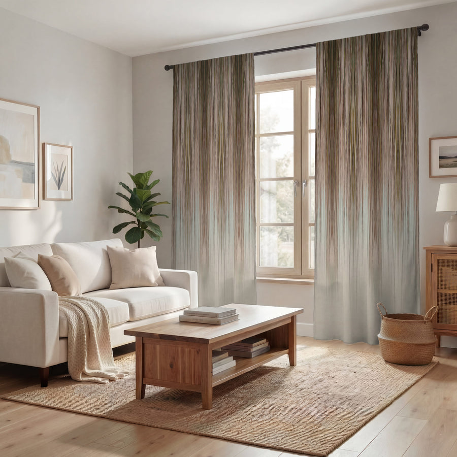 Brown Gradient Drip Abstract Pattern Window Curtain