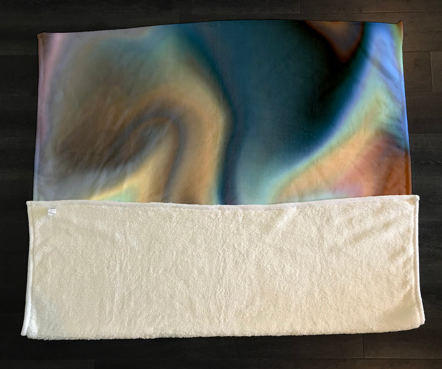 Multicolor Soft Blend Abstract Pattern Fleece Sherpa Blanket