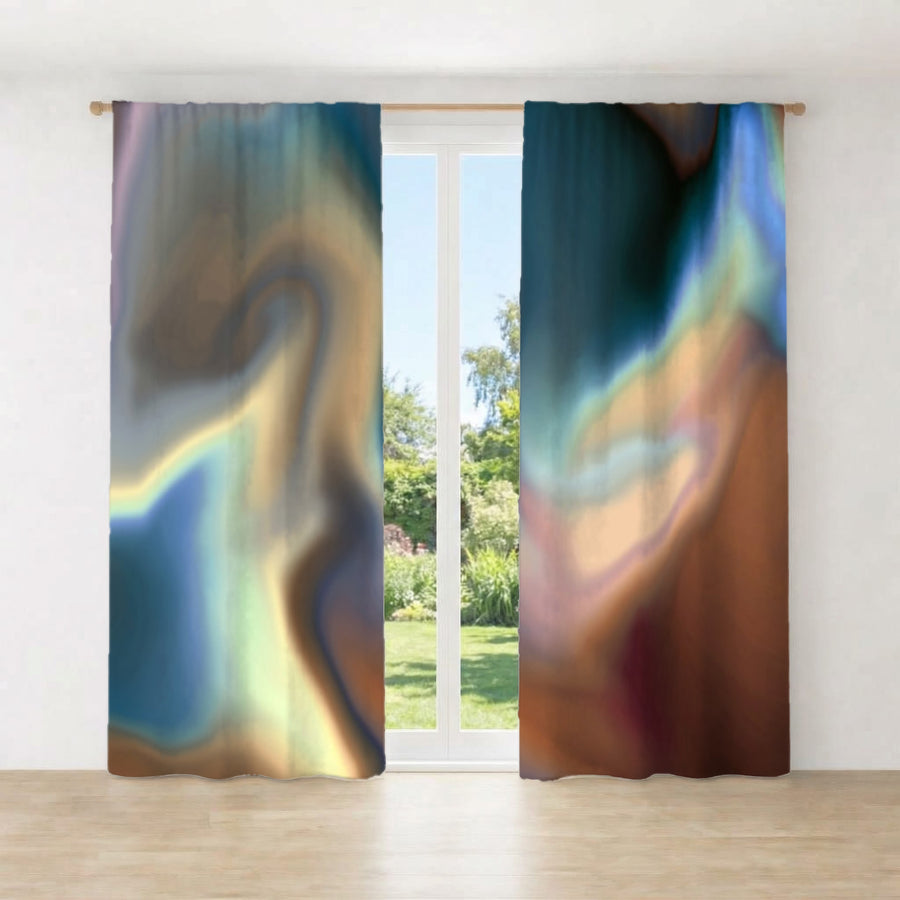 Multicolor Soft Blend Abstract Pattern Window Curtain