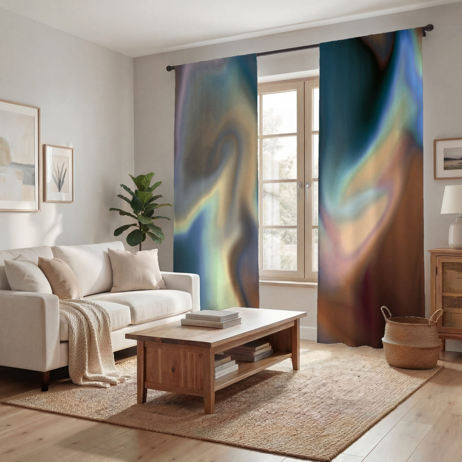 Multicolor Soft Blend Abstract Pattern Window Curtain
