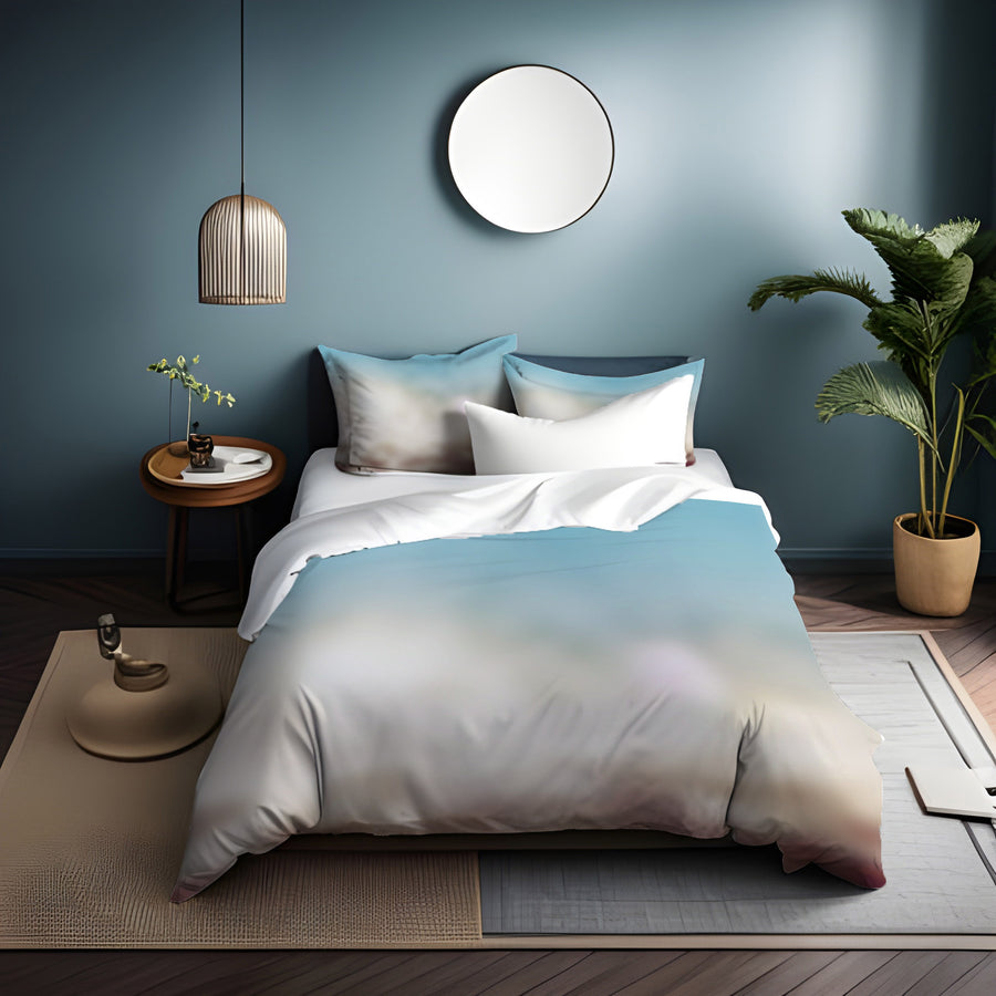 Soft Neutral Blurred Gradient Pattern Duvet Cover