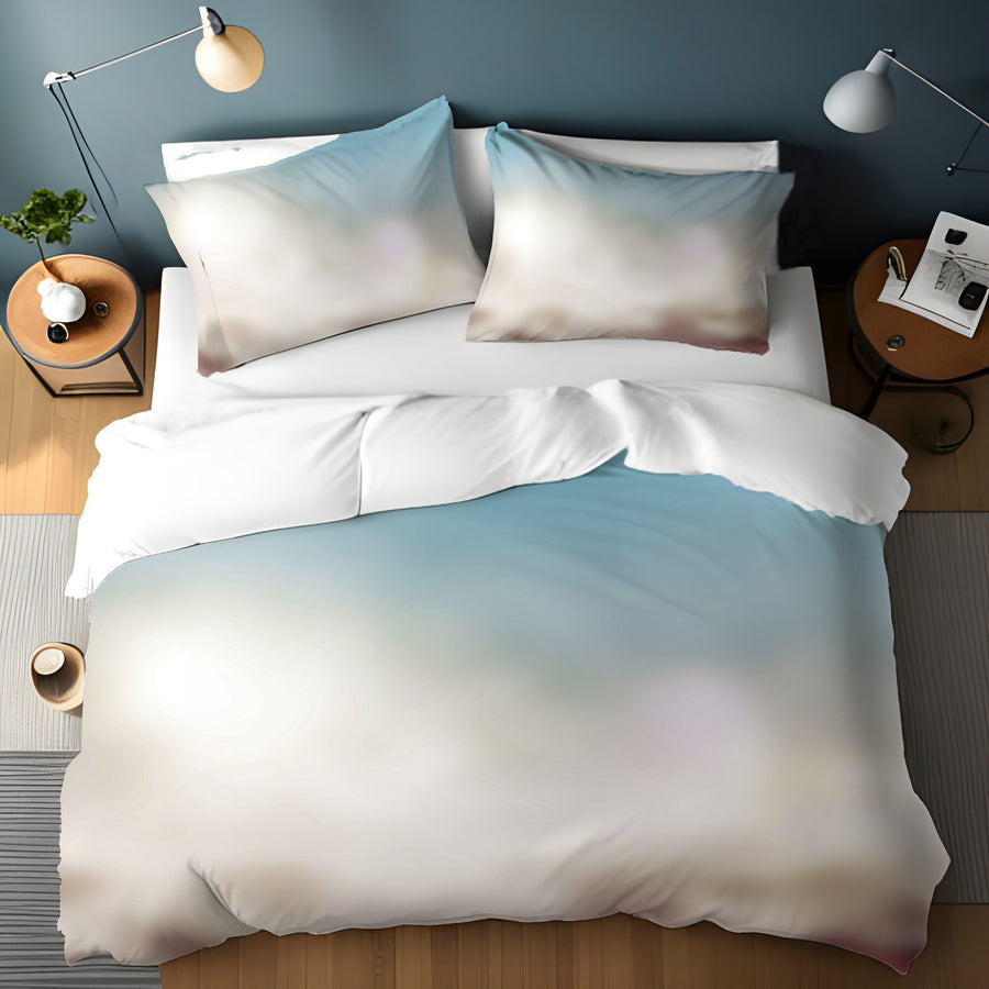 Soft Neutral Blurred Gradient Pattern Duvet Cover