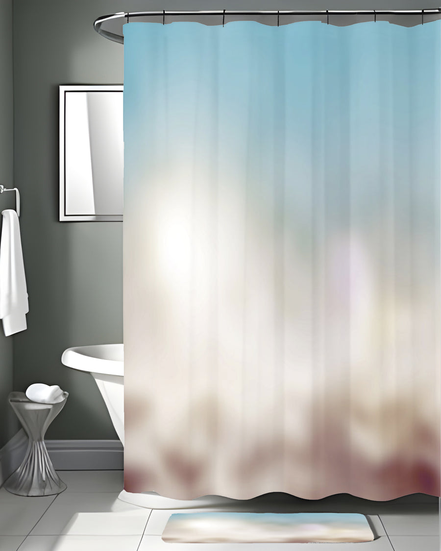 Soft Neutral Blurred Gradient Pattern Shower Curtain
