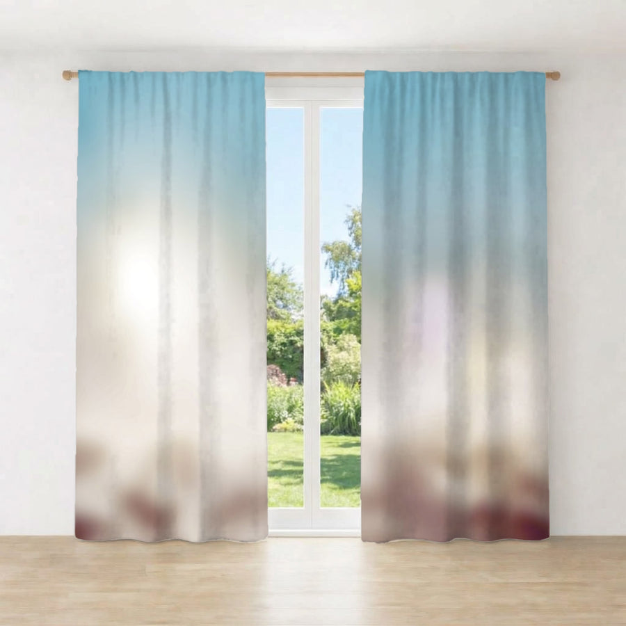Soft Neutral Blurred Gradient Pattern Window Curtain