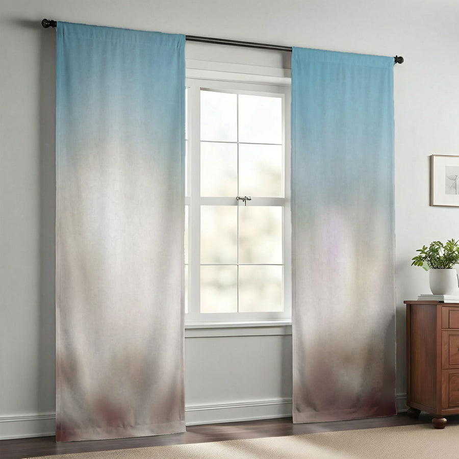 Soft Neutral Blurred Gradient Pattern Window Curtain