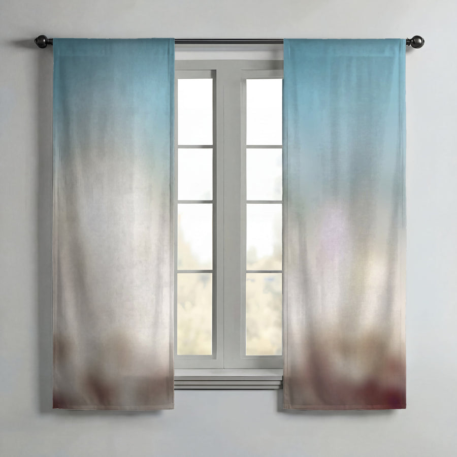 Soft Neutral Blurred Gradient Pattern Window Curtain