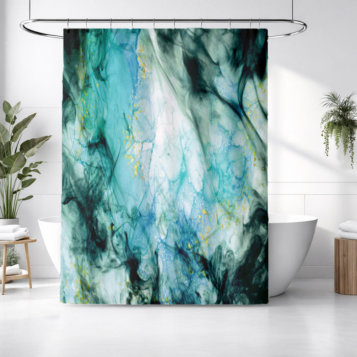 Teal Ink Wash Abstract Texture Shower Curtain