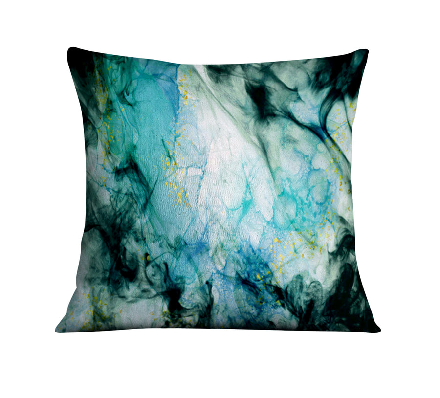 Teal Ink Wash Abstract Texture Throw Pillow Cover