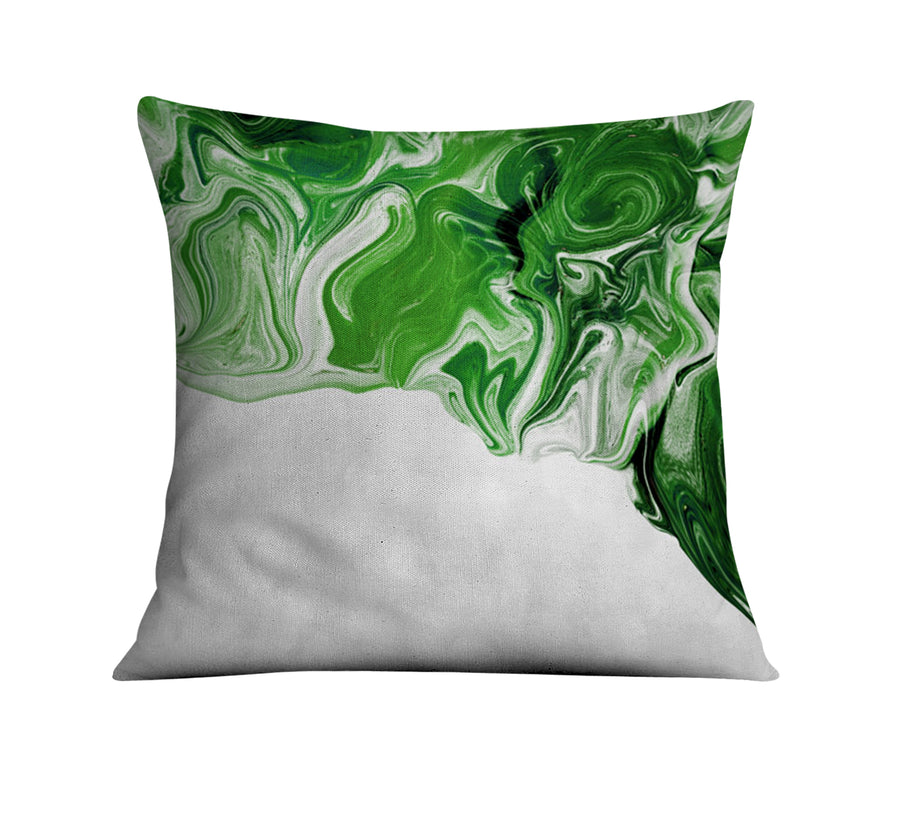 Green Fluid Marble Edge Pattern Throw Pillow Cover