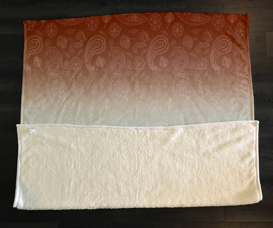 Southwestern Paisley Gradient Fleece Sherpa Blanket