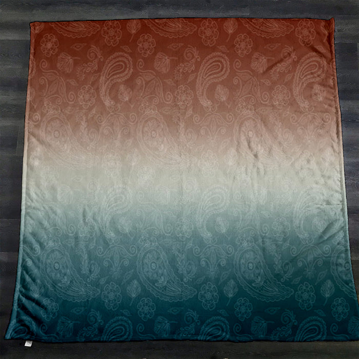 Southwestern Paisley Gradient Fleece Sherpa Blanket