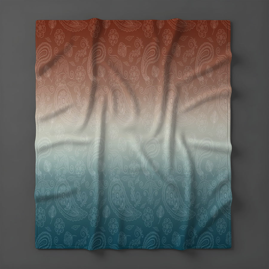 Southwestern Paisley Gradient Fleece Sherpa Blanket