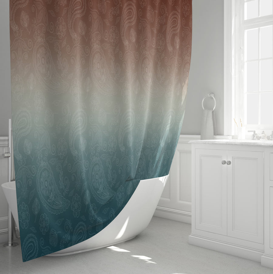 Southwestern Paisley Gradient Shower Curtain
