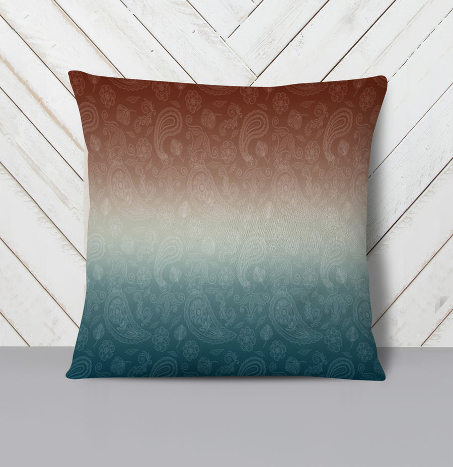 Southwestern Paisley Gradient Throw Pillow Cover