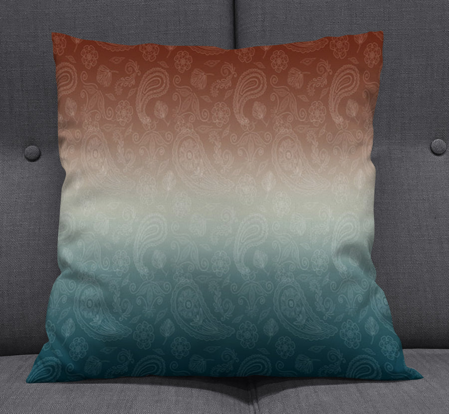 Southwestern Paisley Gradient Throw Pillow Cover