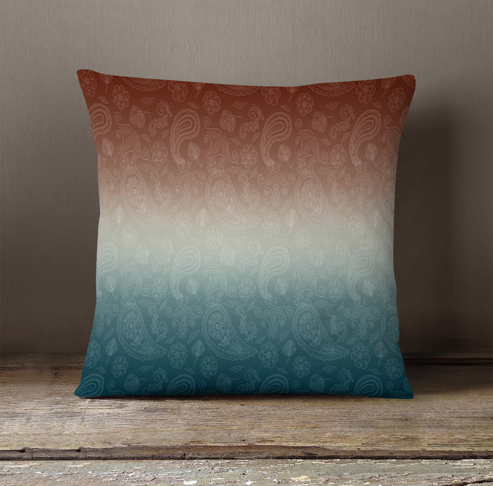 Southwestern Paisley Gradient Throw Pillow Cover