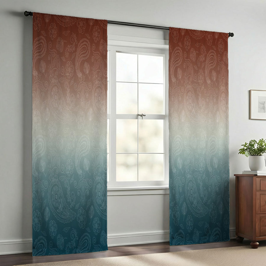 Southwestern Paisley Gradient Window Curtains