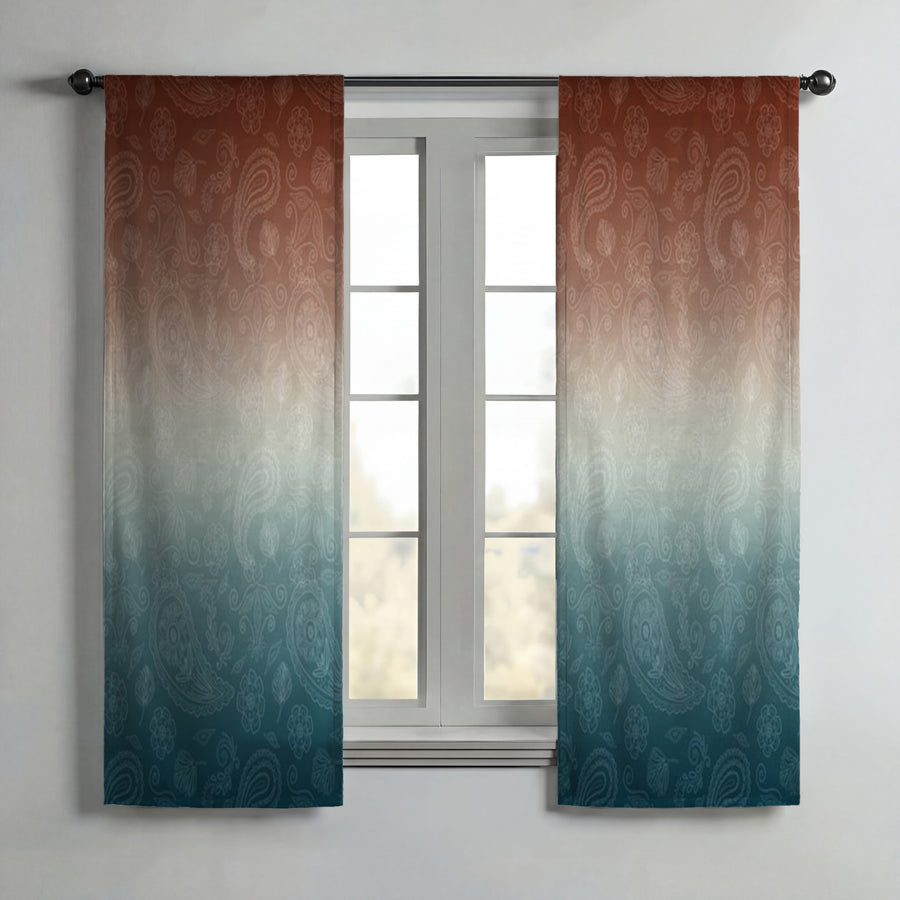 Southwestern Paisley Gradient Window Curtains