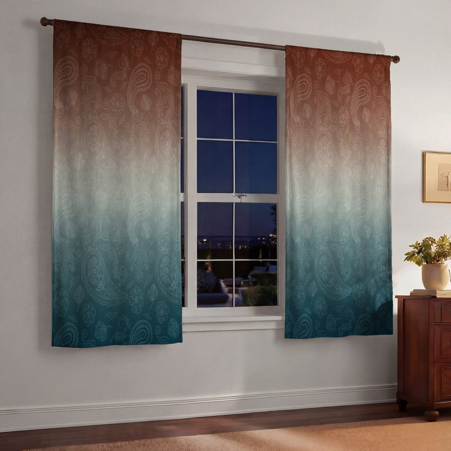 Southwestern Paisley Gradient Window Curtains