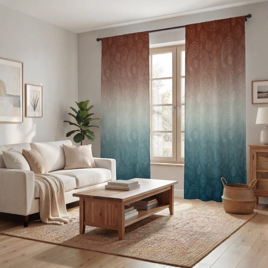 Southwestern Paisley Gradient Window Curtains