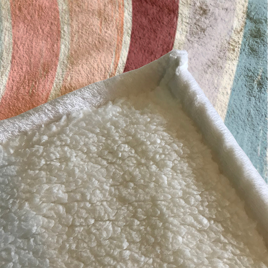 Neutral Wavy Stripe Flow Pattern Fleece Sherpa Blanket
