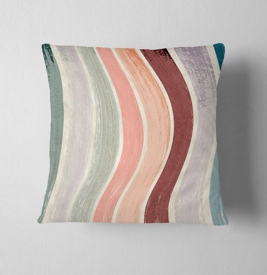 Neutral Wavy Stripe Flow Pattern Throw Pillow Cover