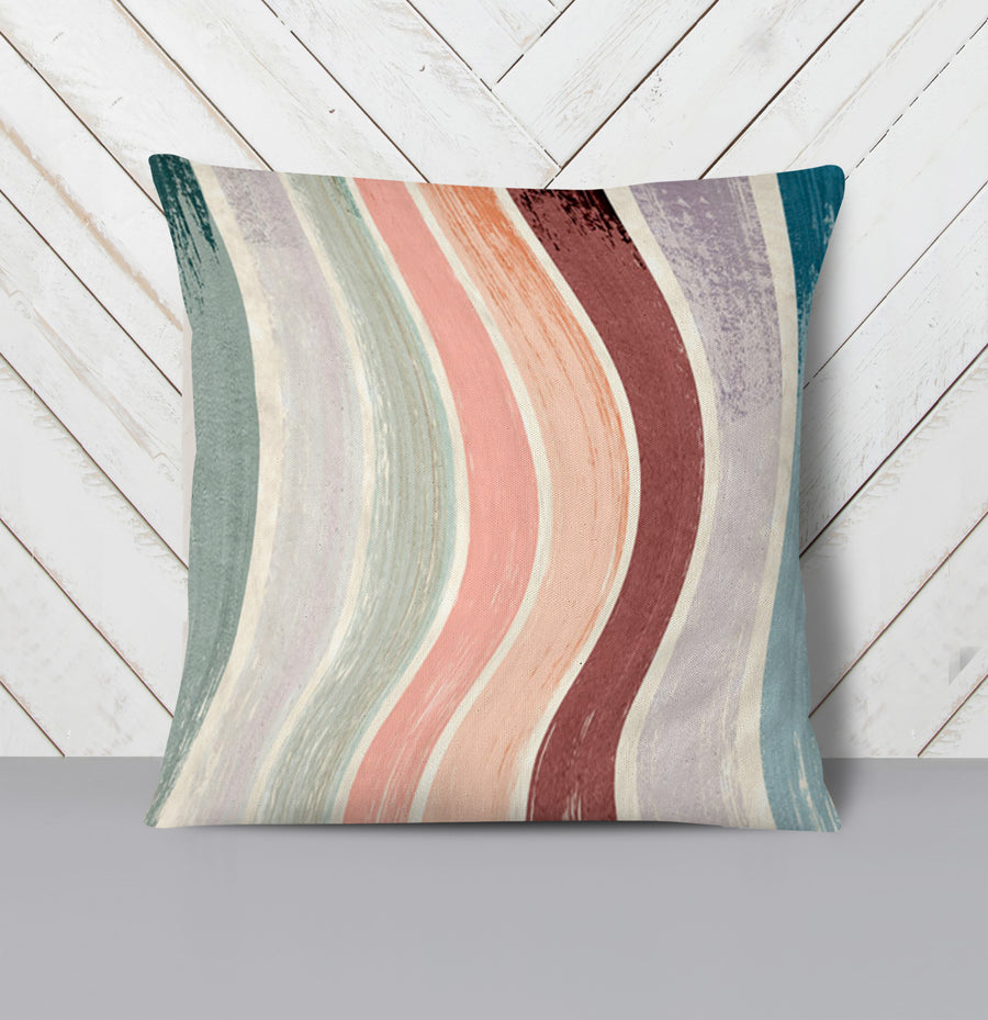 Neutral Wavy Stripe Flow Pattern Throw Pillow Cover