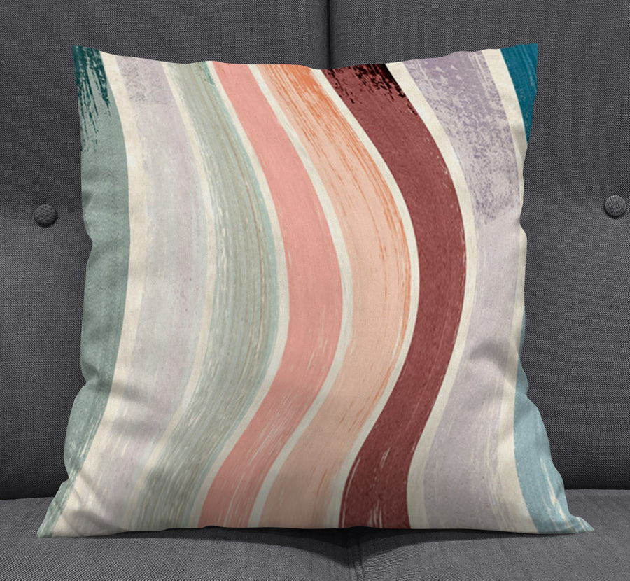 Neutral Wavy Stripe Flow Pattern Throw Pillow Cover