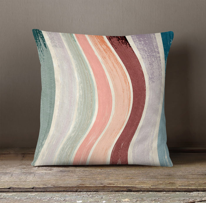 Neutral Wavy Stripe Flow Pattern Throw Pillow Cover