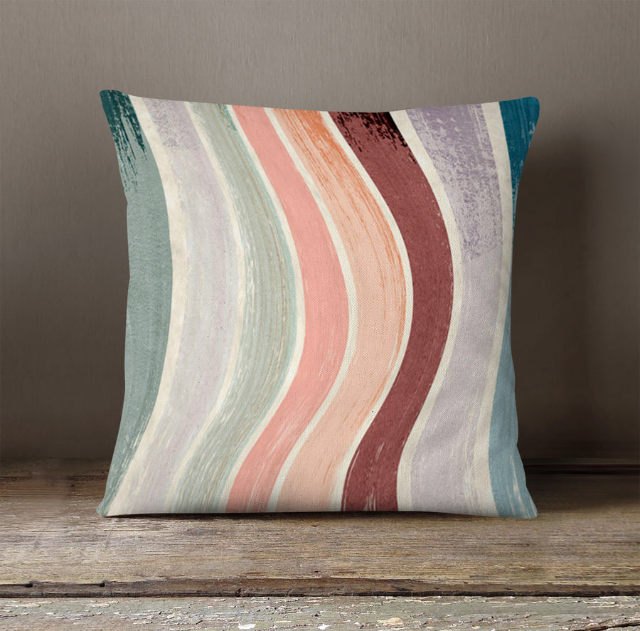 Neutral Wavy Stripe Flow Pattern Throw Pillow Cover