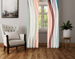 Pastel Abstract Wavy Stripe Window Curtains - Deja Blue Studios