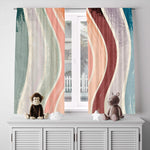 Pastel Abstract Wavy Stripe Window Curtains - Deja Blue Studios
