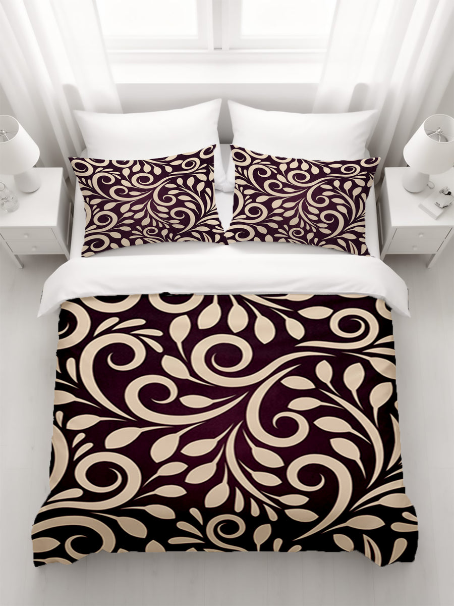 Purple Ornamental Scroll Pattern Duvet Cover