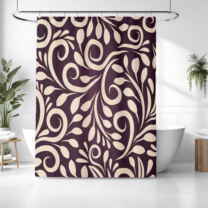 Purple Ornamental Scroll Pattern Shower Curtain