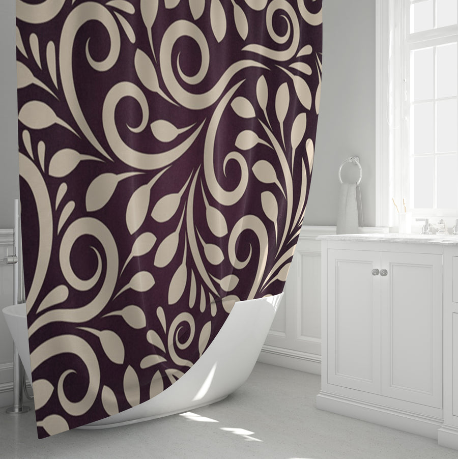 Purple Ornamental Scroll Pattern Shower Curtain