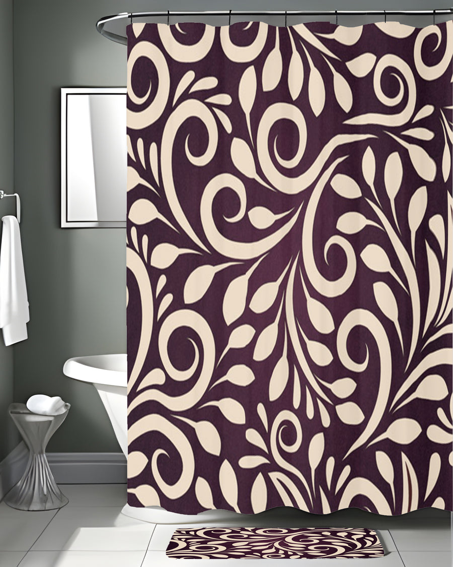Purple Ornamental Scroll Pattern Shower Curtain